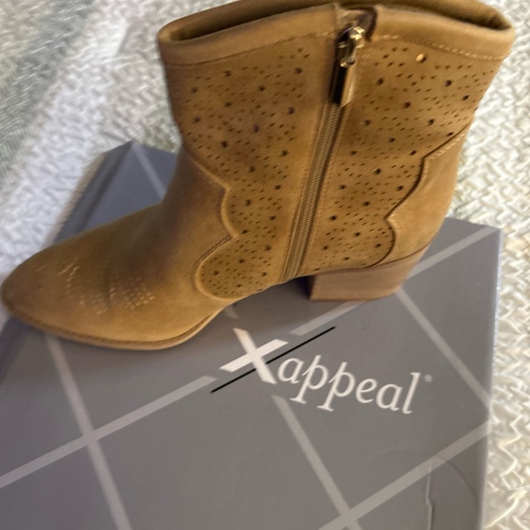 Perforated Tan Ankle Booties - Picture 2 of 5